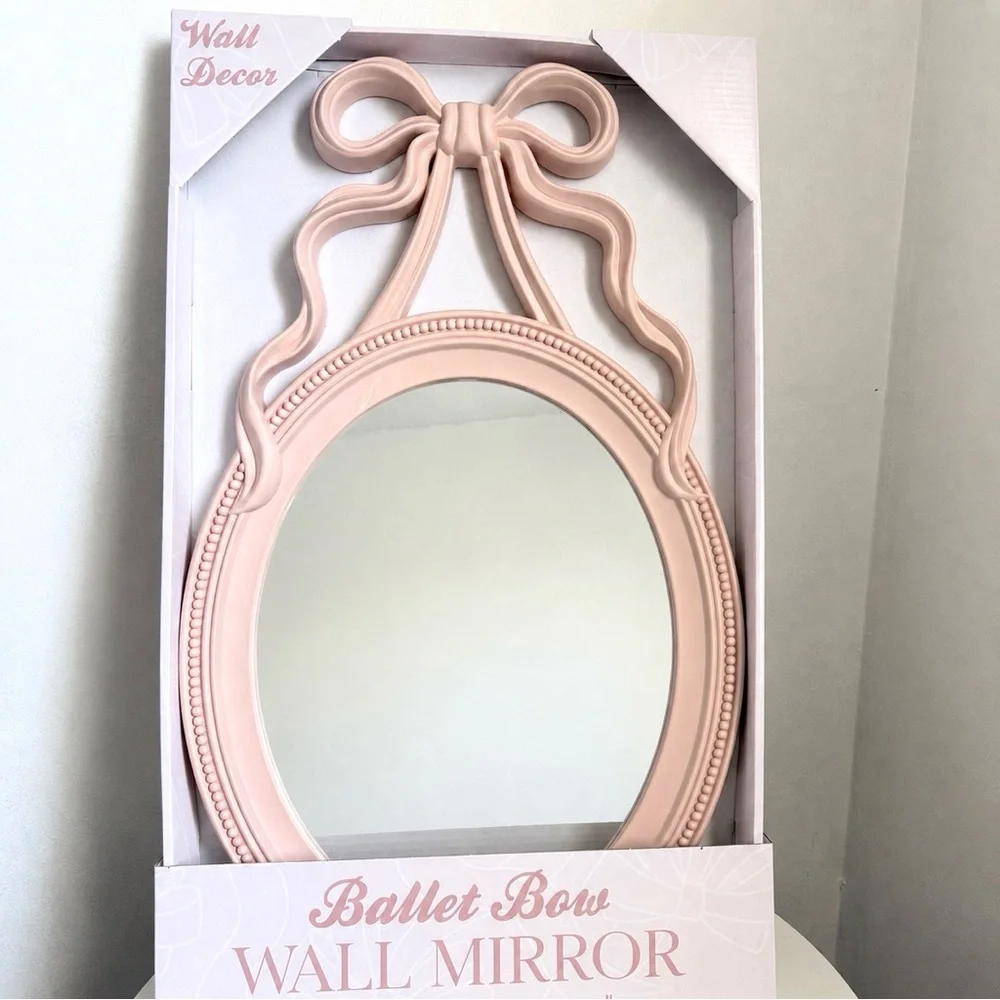 Ballet Bow Decorative Wall Mirror in Soft Pink